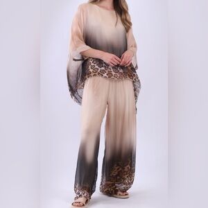 Women 2 Layered Wide Leg Silk Palazzo Pants